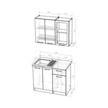 Кухонный гарнитур Татьяна мини, 1000 мм