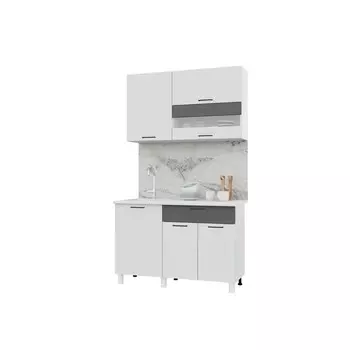 Кухонный гарнитур Trend 1200, 60х120см, МДФ, белый эмалит-холст вулкан