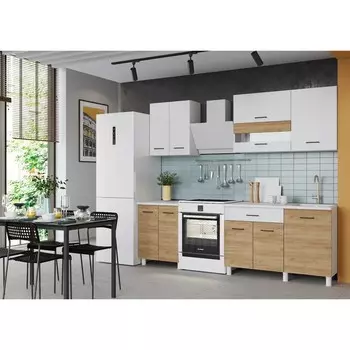 Кухонный гарнитур «Тренд», с столешницей, 1800 мм, цвет белый/белый/дуб золотой