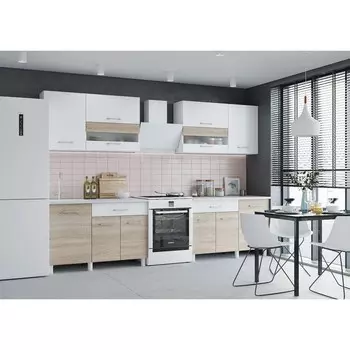 Кухонный гарнитур прямой «Тренд», с столешницей, 2400 мм, цвет белый/сонома