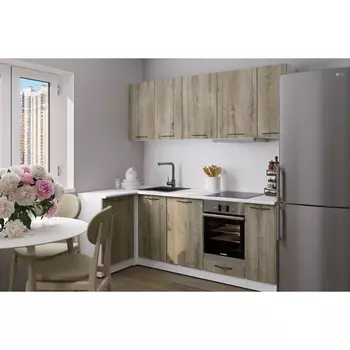 Кухонный гарнитур угловой «Альта прайм», 11002000 мм, цвет дуб дарго/белый глянец