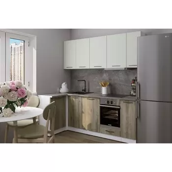 Кухонный гарнитур угловой «Анхель прайм», 11002000 мм, цвет дуб дарго/белый/орегано