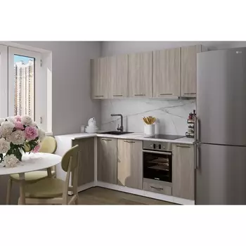 Кухонный гарнитур угловой «Фьюджи прайм», 11002000 мм, цвет кашемир/джарра/белый