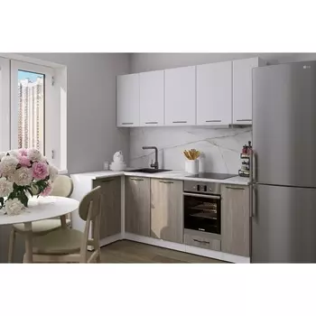 Кухонный гарнитур угловой «Парма прайм», 11002000 мм, цвет белый/шиншилла серая/джарра