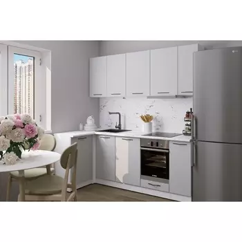 Кухонный гарнитур угловой «Шелли прайм», 11002000 мм, цвет шиншилла серая/белый