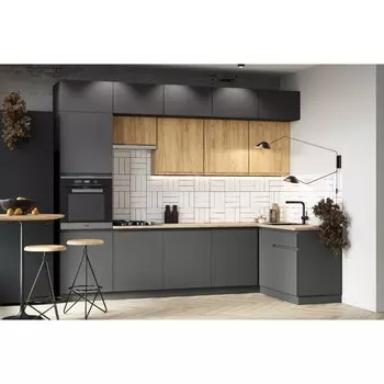 Кухонный гарнитур угловой в потолок «Виктория», 30001600 мм, цвет графит/дуб крафт