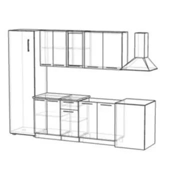 Кухонный гарнитур Волна 4, 1800х600 мм, Ваниль глянец/Капучино