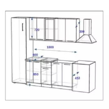 Кухонный гарнитур Волна 7, 1800х600 мм, Фиолетовый металлик