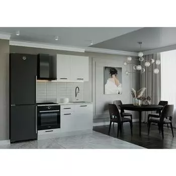 Кухня прямая «Жемчуг», со столешницей, 1600600 мм, цвет белый/мрамор марквина белый/жемчуг