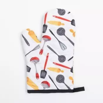 Кухонный набор (2 предмета) Доляна «Поварешка», прихватка 16х16 см, рукавица 25*16 см, 100% п/э