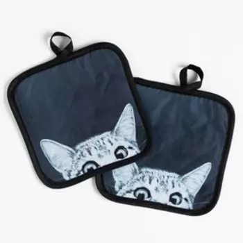 Кухонный набор (2 предмета) Этель LoveLife «Кошечка», прихватка 17х17 см - 2 шт, 100% п/э