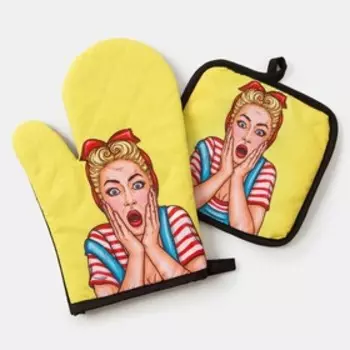 Кухонный набор (2 предмета) Этель LoveLife «Яркая», прихватка 17х17 см, рукавичка 26х16 см, 100% п/э