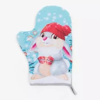 Кухонный набор «Снежные забавы» варежка-прихватка 20х28 см, прихватка 17х17 см, 35% х/л, 65% п/э