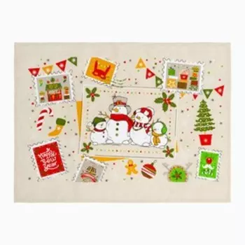 Кухонный новогодний набор «Марка» (полотенце 39х60+прихватка 18х18) сотсав: 50% лён, 50% хлопок, 160г/м²