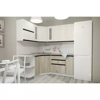 Кухонный гарнитур угловой «Паола оптима», 18001500 мм, цвет белый/кантри/дуб грей/дуб браун