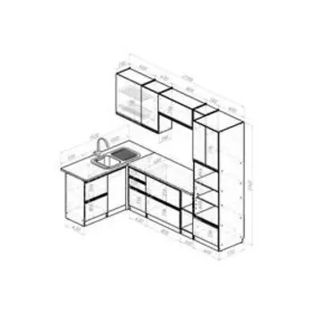 Кухонный угловой гарнитур Соната мега прайм 2700х1500 Ясень шимо светлый,Капри/Белый