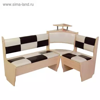Кухонный уголок Домино стандарт, 1500х1000х840, Дуб млечный/Кож.зам