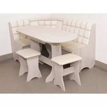 Кухонный уголок «КУ-19 Л. 2У», со столом, с табуретами, цвет ясень шимо светлый/белый/бежевый