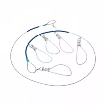 Кукан металлический, трос 5-ти карабиновый