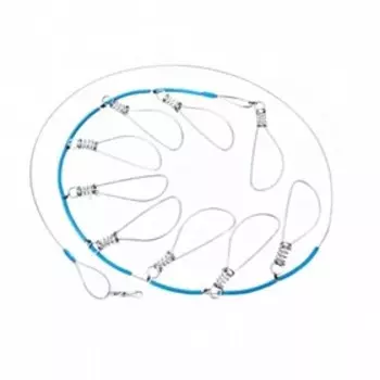 Кукан металлический, трос 9-ти карабиновый