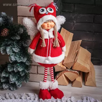 Кукла интерьерная "Ангелочек-девочка в красном пальто" 52 см