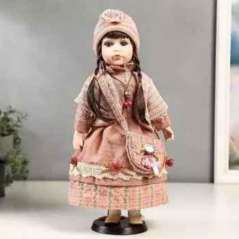 Кукла коллекционная керамика "Кристина в розовом платье и полосатом джемпере" 40 см