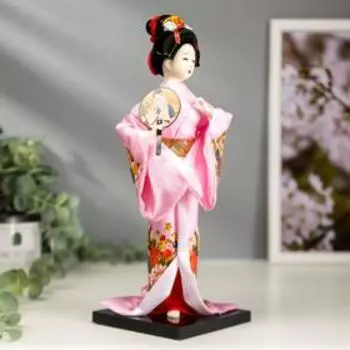 Кукла коллекционная «Японка в розовом кимоно с опахало», 259.59.5 см