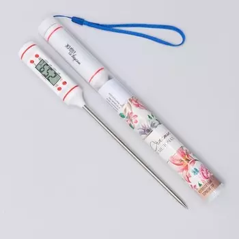 Термометр (термощуп) электронный на батарейках «Живи со вкусом», белый.