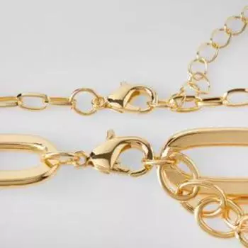 Кулон "Цепь" две нити, кольца, цвет золото, L=45 см