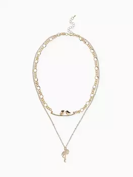 Кулон «Цепь» фламинго, цвет золото