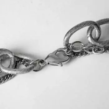 Кулон "Цепь" кольца с бусиной, цвет белый в серебре , длина 45см