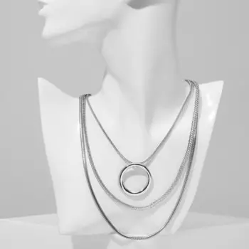 Кулон «Цепь» кольцо, 3 нити, цвет серебро, 58 см