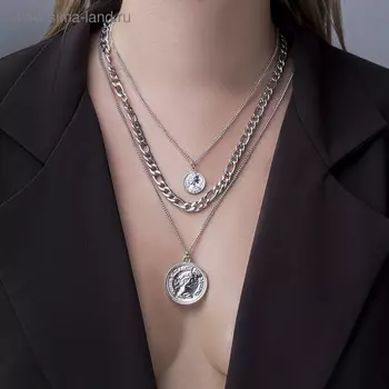 Кулон "Цепь" королевский, цвет серебро, 65см