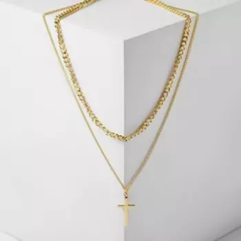 Кулон «Цепь» крестик, цвет золото, 43 см