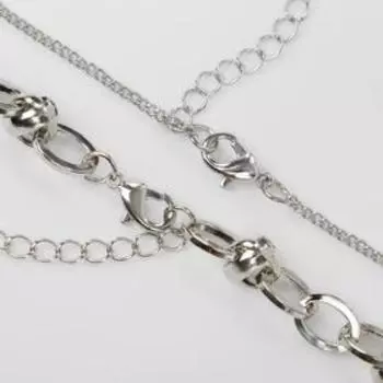 Кулон "Цепь" литая бабочка, цвет серебро ,50см