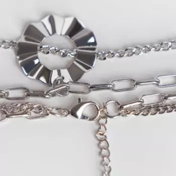 Кулон "Цепь" металлический круг, цвет серебро, 42см