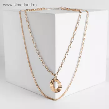 Кулон "Цепь" металлический круг, цвет золото, 42 см