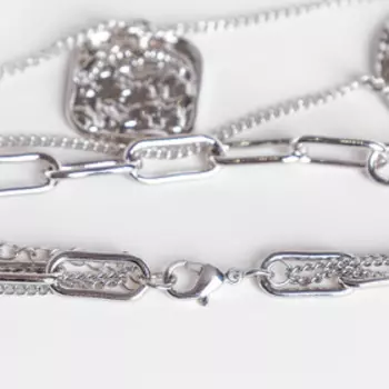 Кулон "Цепь" мятые круги, цвет серебро, 66 см