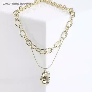 Кулон «Цепь» мятый амулет, цвет золото, L=45 см