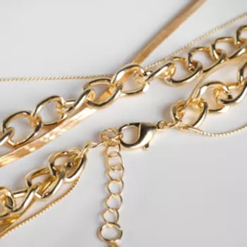 Кулон «Цепь» мятый металл, цвет золото, 45 см