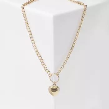 Кулон «Цепь» сердце глянец, цвет золото, 44 см
