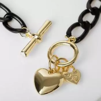 Кулон "Цепь" сердечко тогл, цвет чёрный в золоте, L=46 см