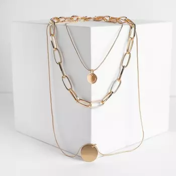 Кулон «Цепь» три нити, цвет розовое золото, 66 см