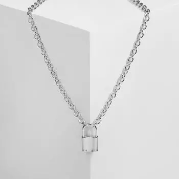 Кулон «Цепь» замок, цвет серебро, 50 см