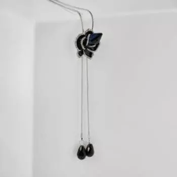 Кулон на цепочке «Цветок», роза, чёрно-синий в серебре, 72 см