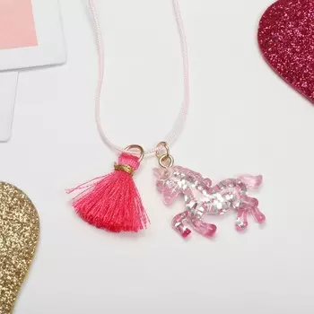 Кулон детский Выбражулька «Единорог», с кисточкой, розовый