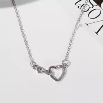 Кулон Enjoy the moment, сердечко, цвет белый в серебре, 35 см