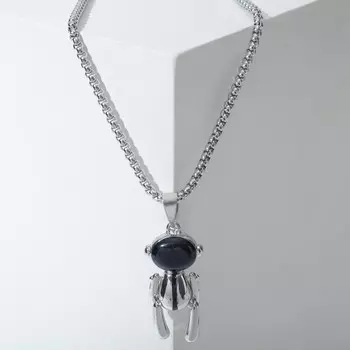 Кулон "Космонавт" персонаж, цвет чёрный в серебре, 70см