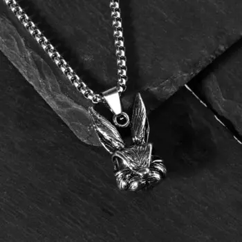 Кулон «Кролик» ANGRY, цвет чернёное серебро, L=70 см