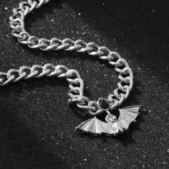 Кулон «Цепь» летучая мышь, цвет чёрный в серебре, 47 см